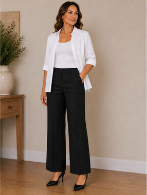Alfani Black‎ Linen Rayon Wide Leg Dress Pants Size 14